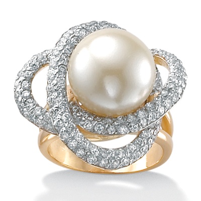 Sim. Pearl 18k/Sterling Silver Ring