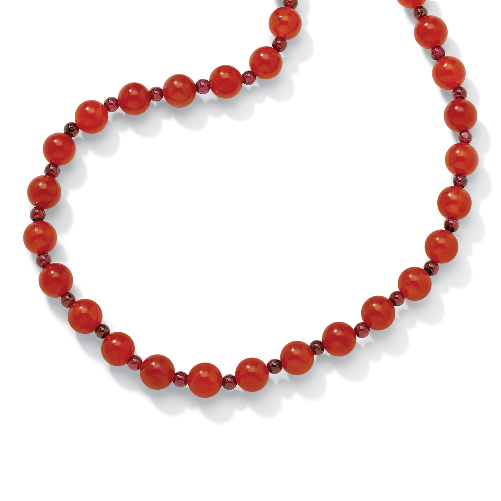 Red Jade Beaded Necklace 24"