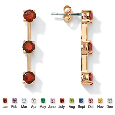Triple-Birthstone 18k Gold over Sterling Silver Earrings