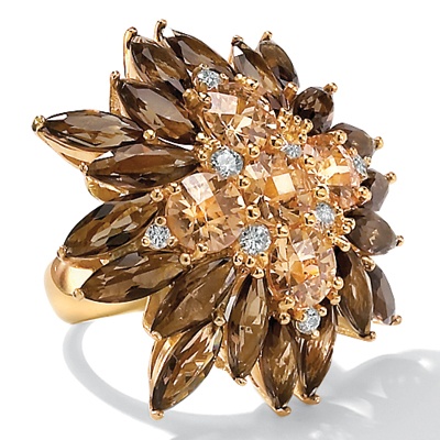 DiamonUltra™ CZ 18k/Sterling Silver Flower-Shaped Ring