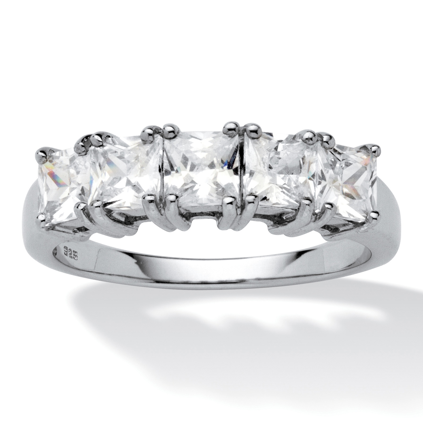 Platinum Over Sterling Silver Princess-Cut DiamonUltra&trade; Cubic Zirconia ...