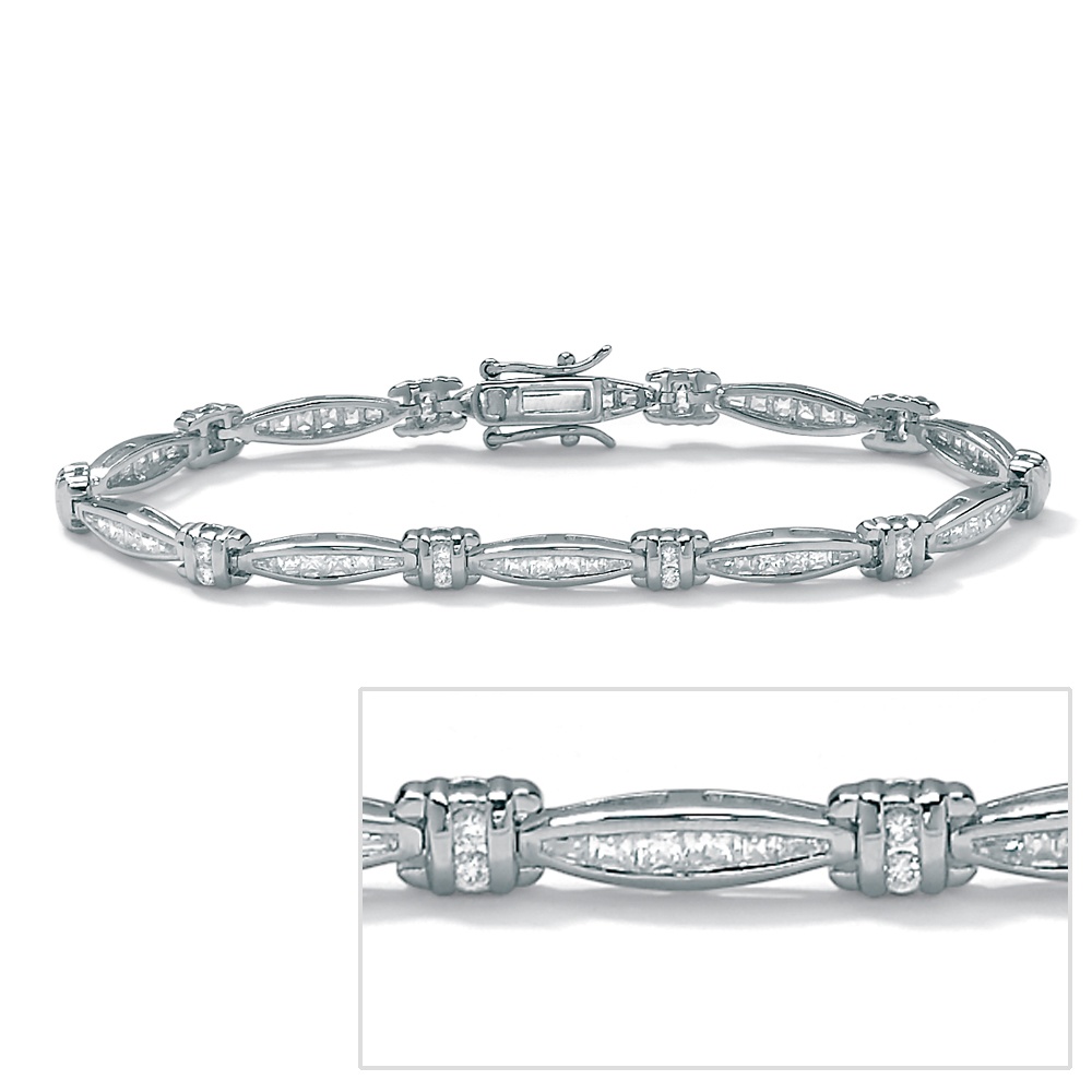 DiamonUltra&trade; CZ Platinum Over Sterling Silver Bracelet 7 1/4"