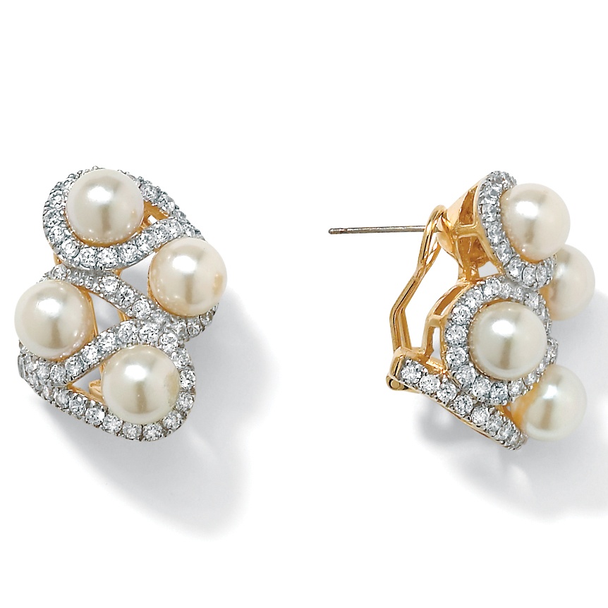 Sim. Pearl 18k/Sterling Silver Earrings