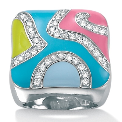 Multi-Color Enamel Silver Ring | Shop PalmBeach  & Save! : palmbeachjewelry jewelry sterling silver multi-color designer