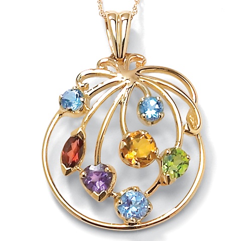 Multi-Gem 10k Gold Pendant