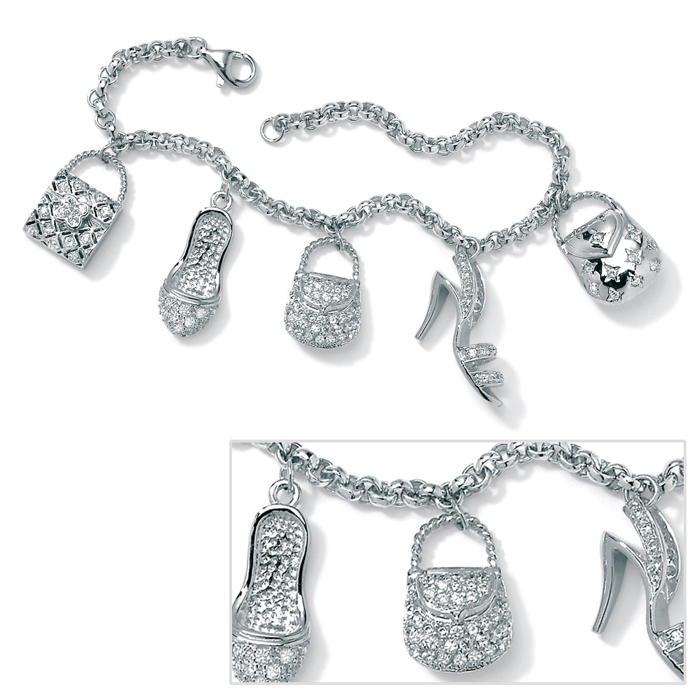 DiamonUltra&trade; CZ Sterling Silver Shoe/Bag Bracelet 71/2"