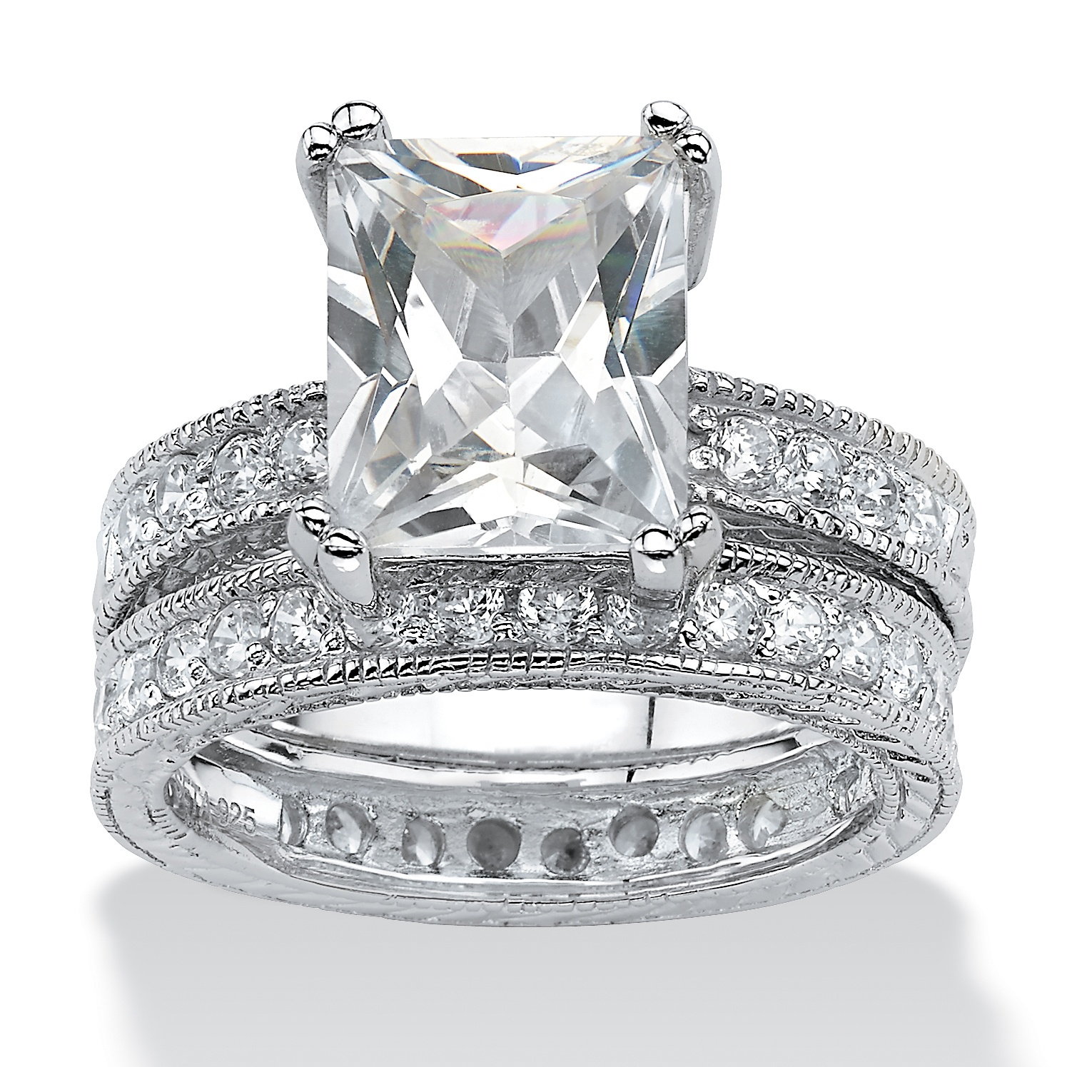 Two-Piece DiamonUltra™ CZ Sterling Silver Wedding Set