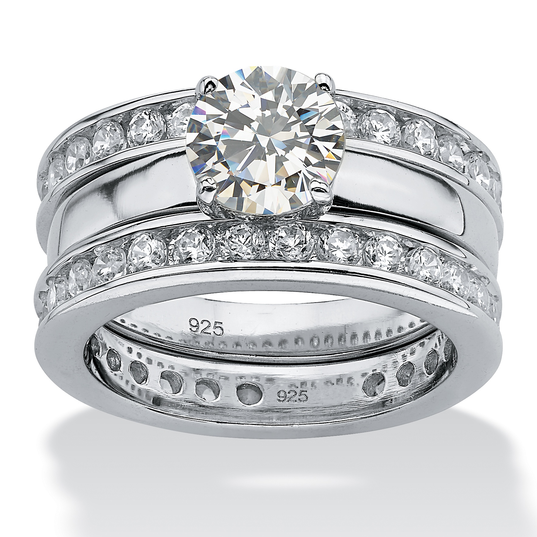 DiamonUltra™ CZ Platinum Over Sterling Silver Wedding Set