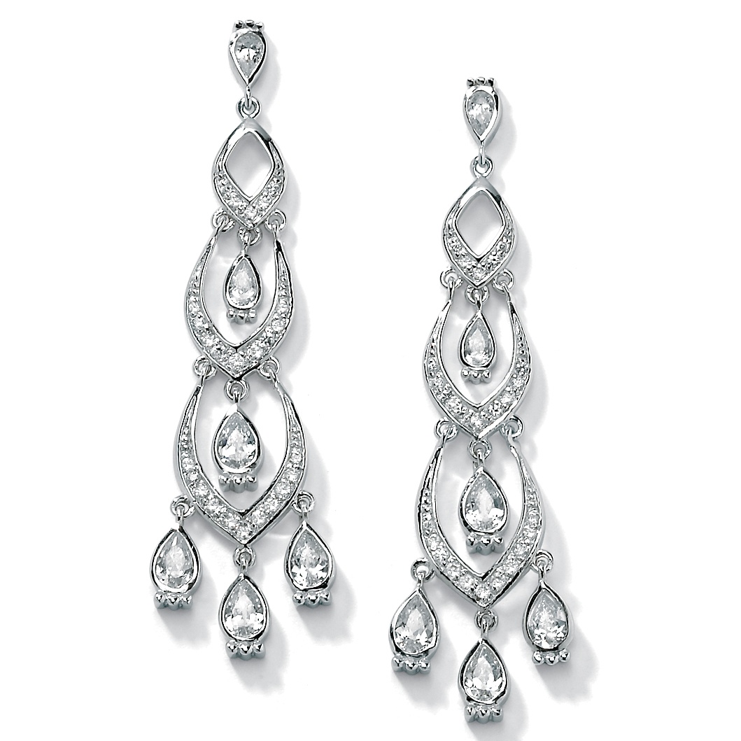 DiamonUltra&trade; CZ Silver Chandelier Earrings