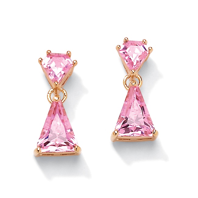 Pink DiamonUltra&trade; CZ 18k/Sterling Silver Earrings