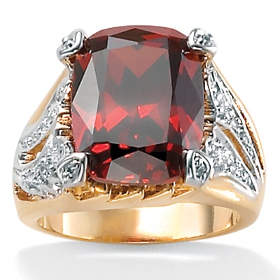 Red DiamonUltra™ CZ 18k over Sterling Silver Ring