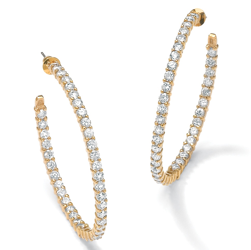 DiamonUltra™ CZ 18k/Sterling Silver Hoop Earrings