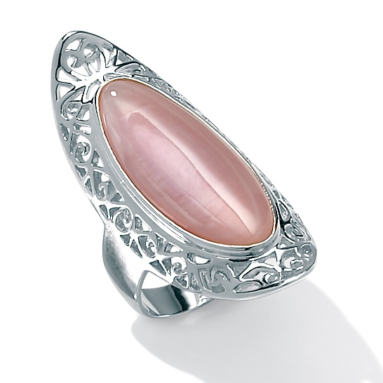 Mother-Of-Pearl Sterling Silver Scroll Ring, Sizes 7-12