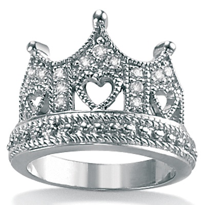 DiamonUltra™ CZ Silver Cutout Crown Ring