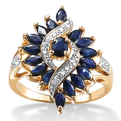 Blue Sapphire 10k Gold Cluster Ring