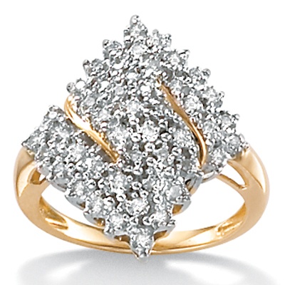 Tutone 10k Gold Diamond Cluster Pav&eacute; Ring