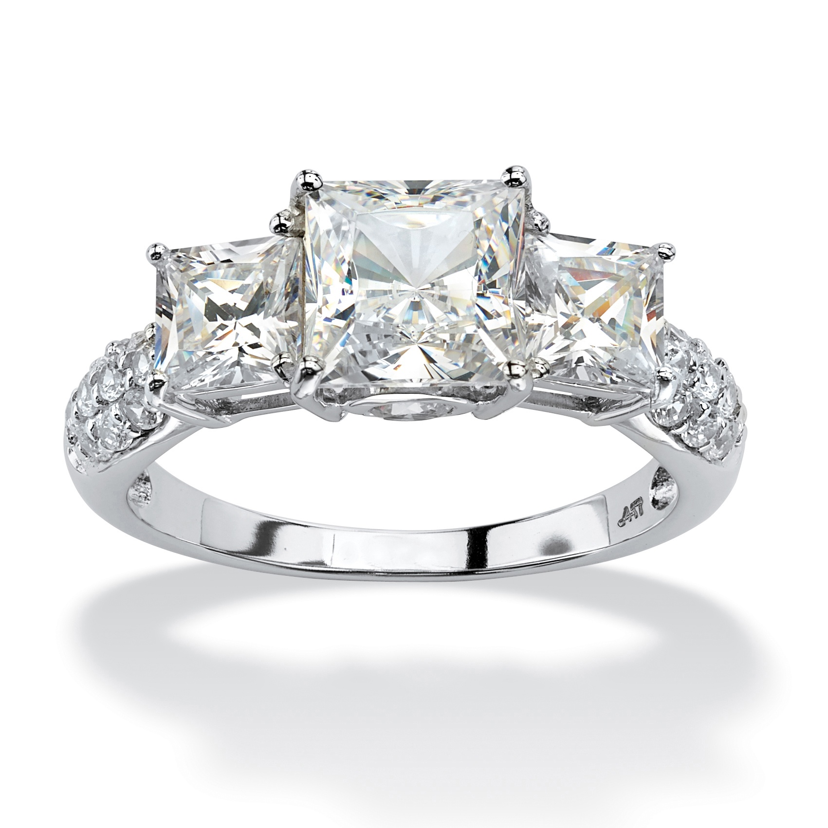 10k White Gold Princess-Cut and Round DiamonUltra&trade; Cubic Zirconia ...