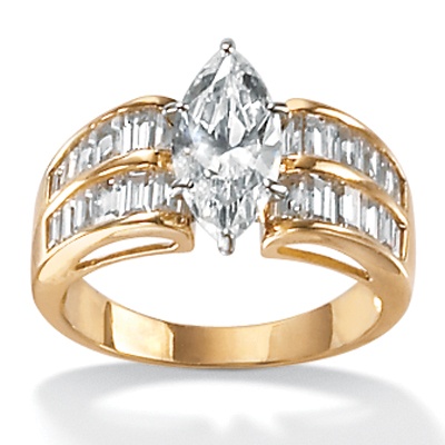 DiamonUltra™ CZ 10k Gold Marquise Ring