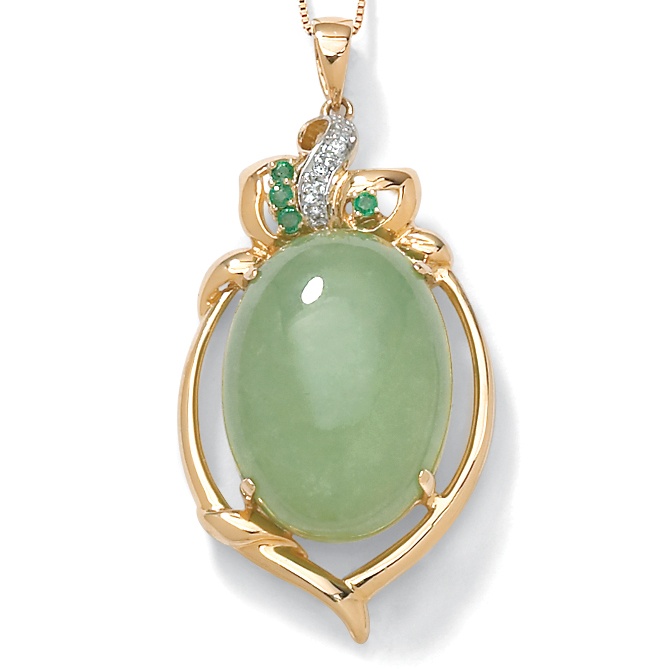 Green Jade 14k Gold Pendant