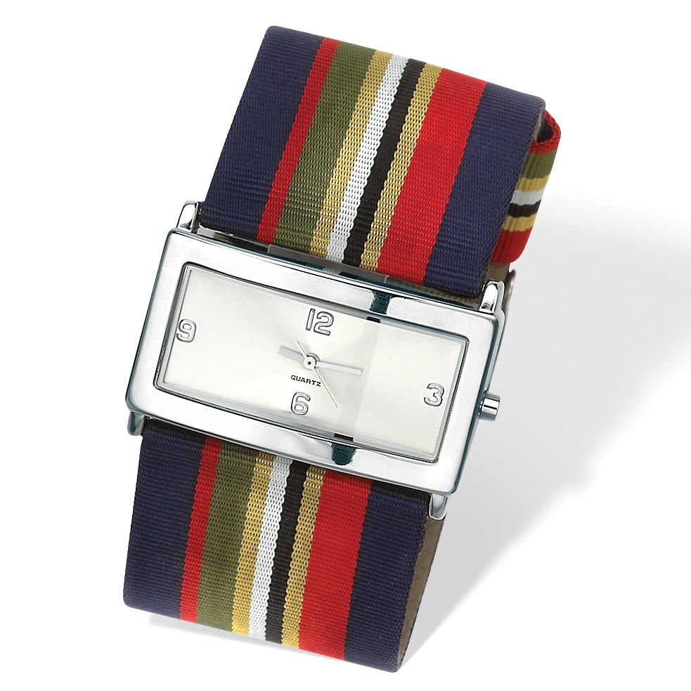 Multi-Colored Grosgrain Band Watch