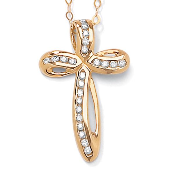 Diamond 14k Gold Cross Pendant