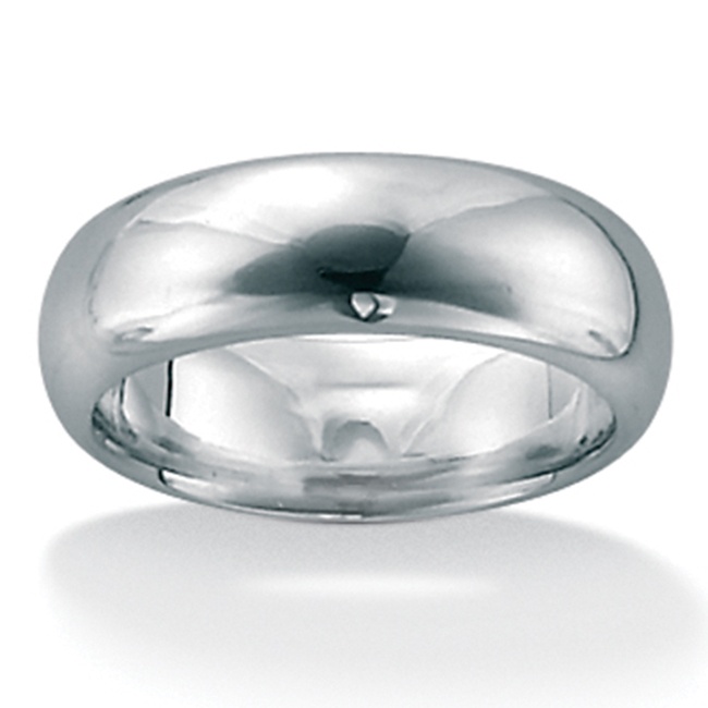 Platinum Over Sterling Silver Ring, 6.80 mm