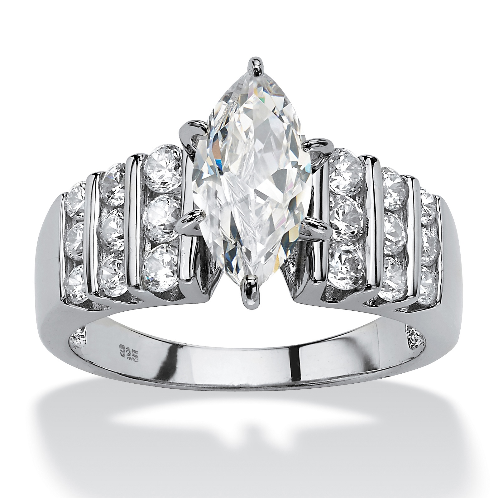 DiamonUltra™ CZ Platinum Over Sterling Silver Ring, sizes 7-12