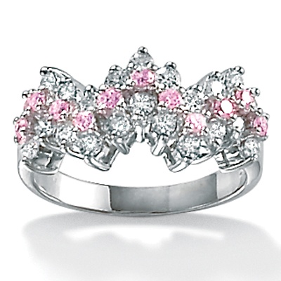 Pink DiamonUltra™ CZ Platinum Over Sterling Silver Ring