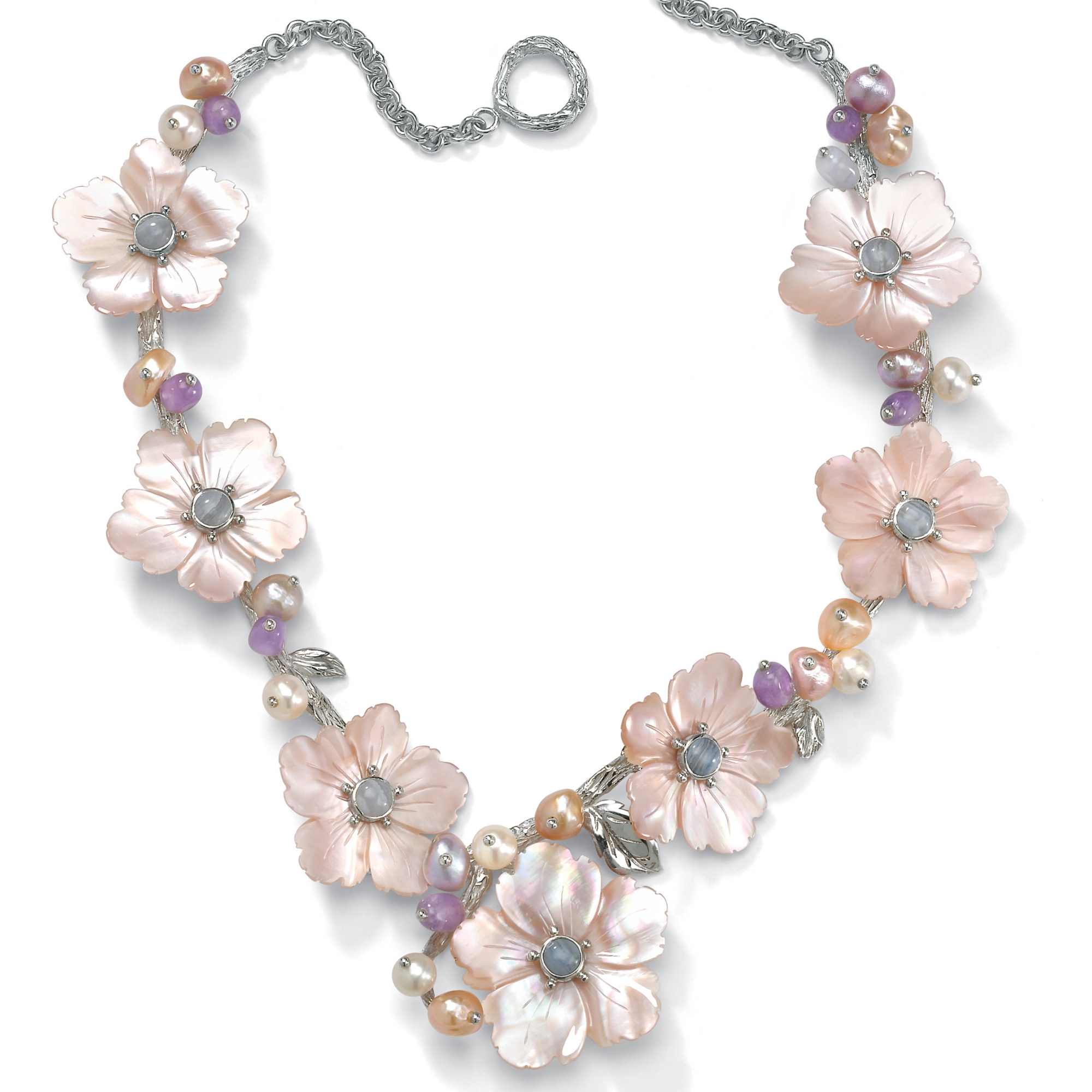 Mother-Of-Pearl Sterling Silver Necklace 18"