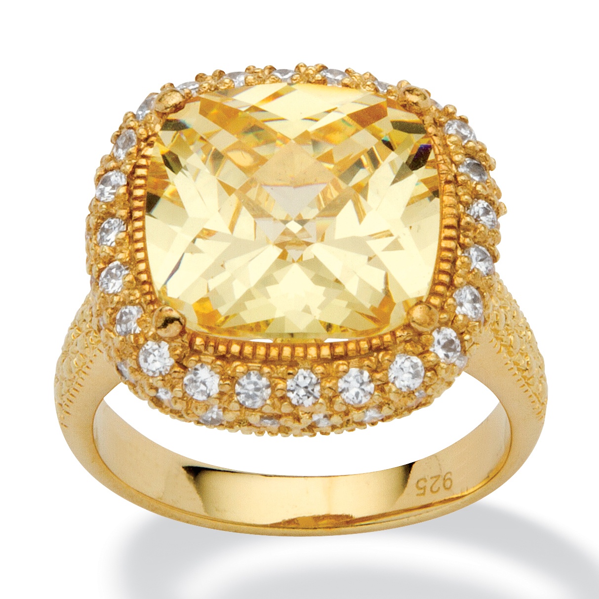 Yellow DiamonUltra&trade; CZ 18k/Sterling Silver Ring