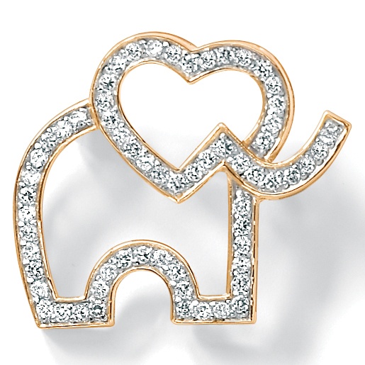 DiamonUltra™ CZ 18k/Sterling Silver Elephant Pin