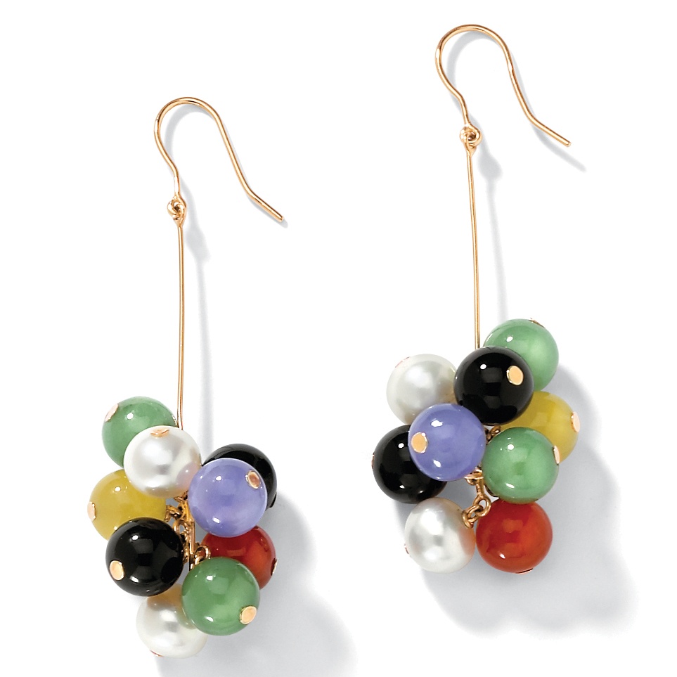 Jade 14k Dangling Bead Earrings