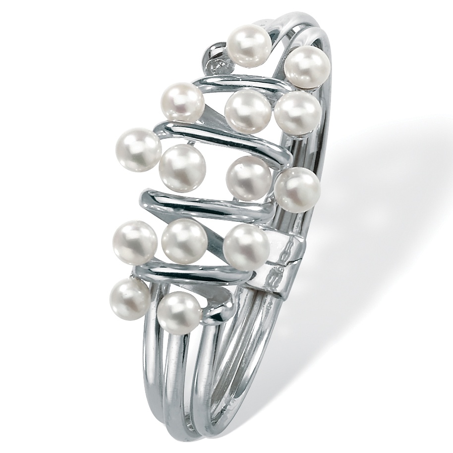 Pearl Silver Bangle Bracelet 7