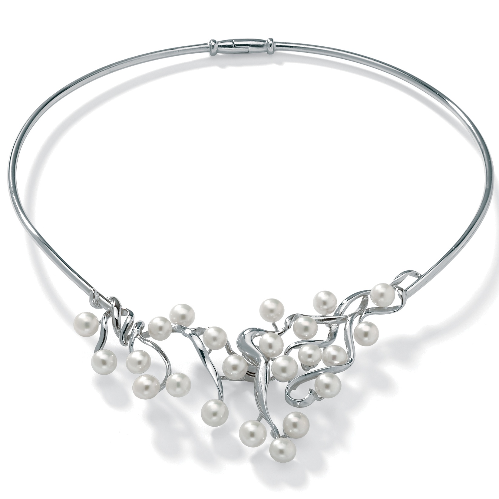 Pearl Silver Choker-Necklace 17