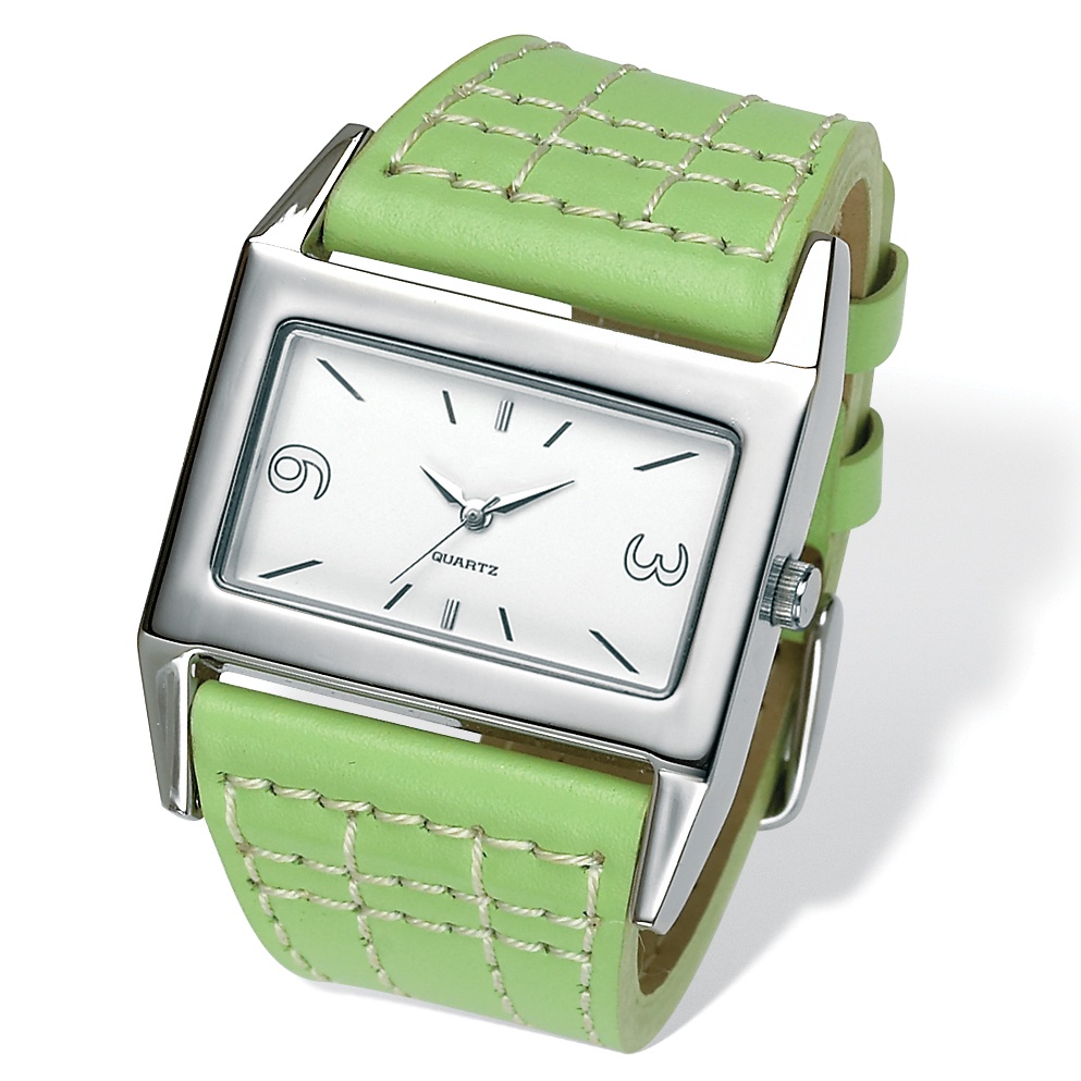 Green Leather Strap Watch 7"