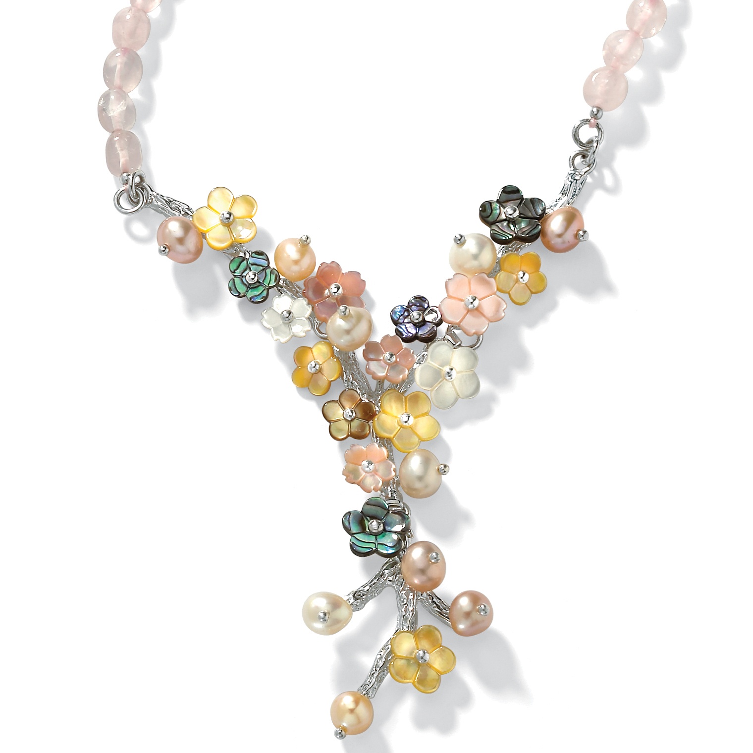 Multi-Gem Sterling Silver Necklace 16"-18"