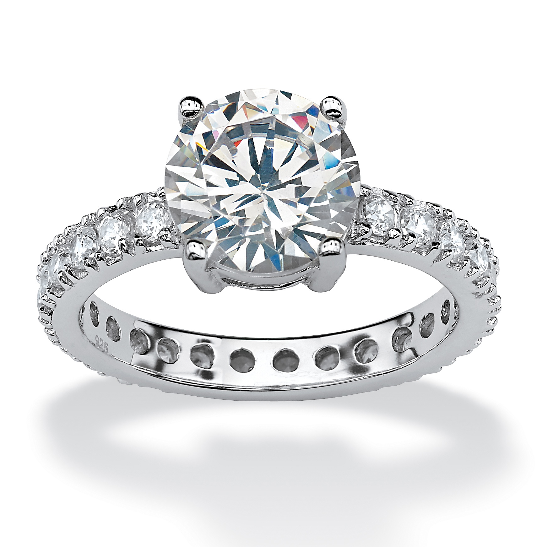 Platinum over Sterling Silver Round DiamonUltra&trade; Cubic Zirconia ...
