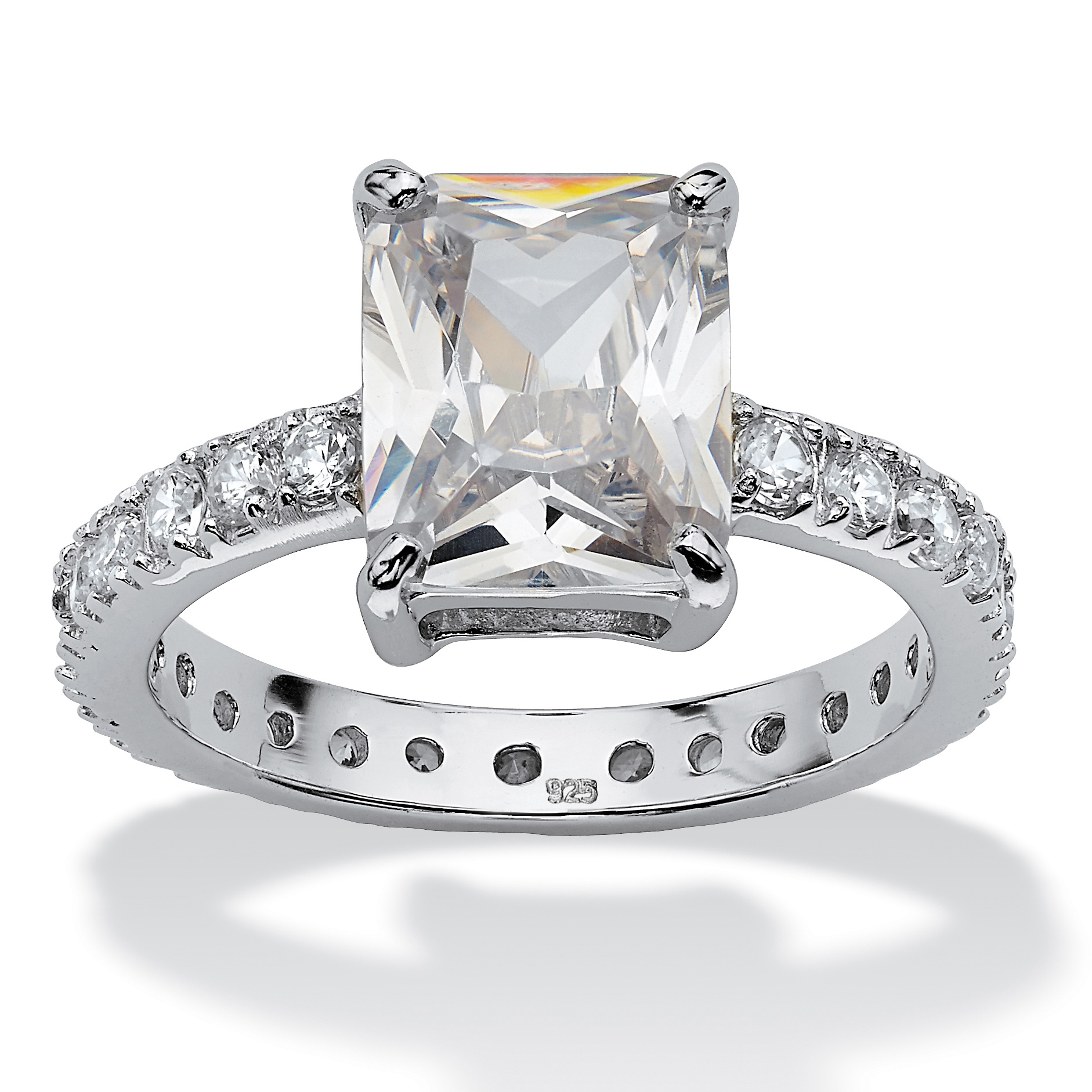 Platinum Over Sterling Silver DiamonUltra&trade; Cubic Zirconia Eternity Ring