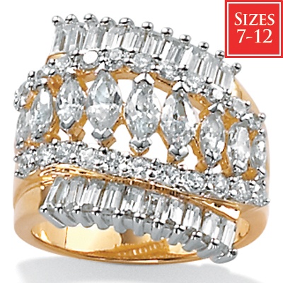 DiamonUltra™ CZ 18k over Sterling Silver Luxury Ring, Sizes 7-12