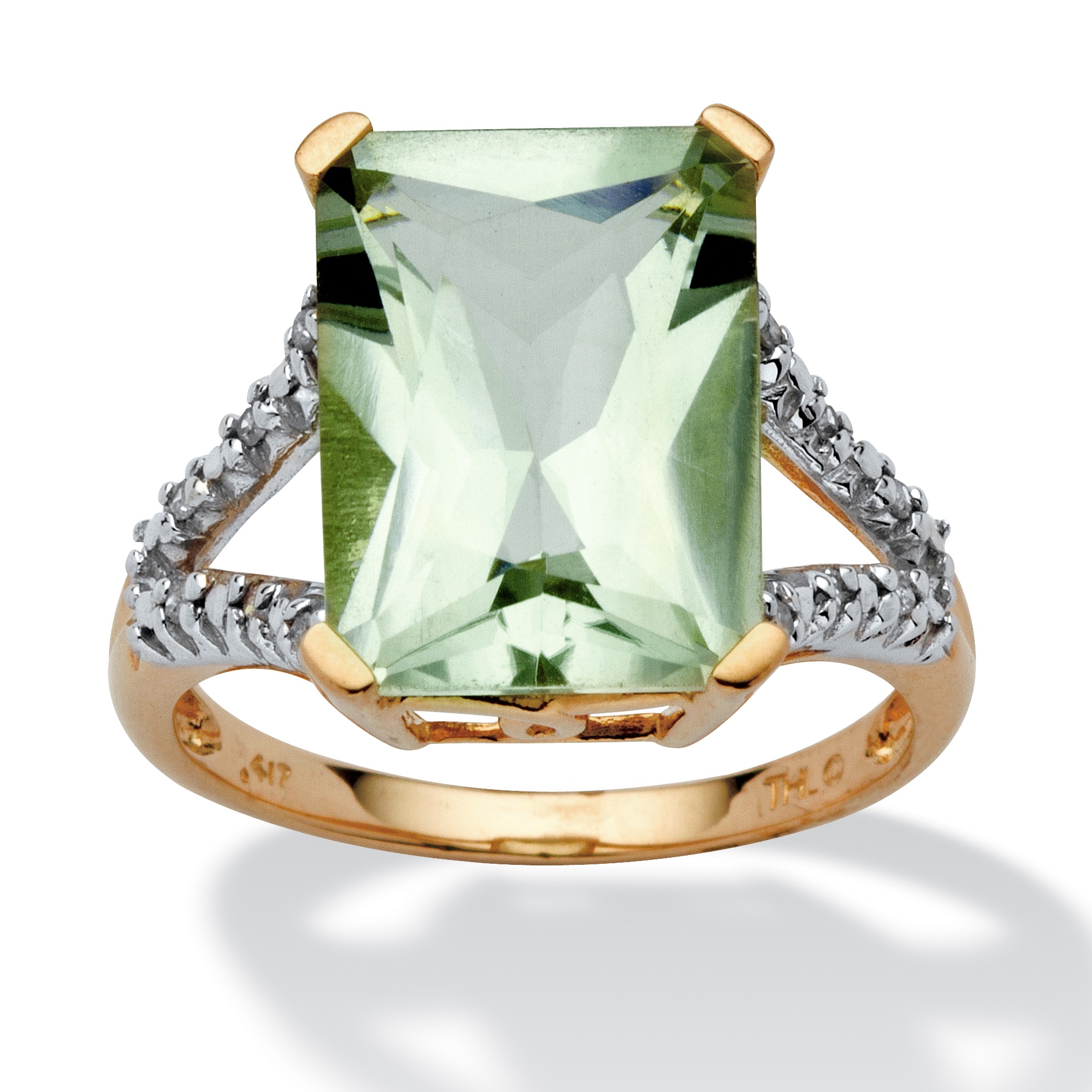 Green Amethyst 10k Gold Ring