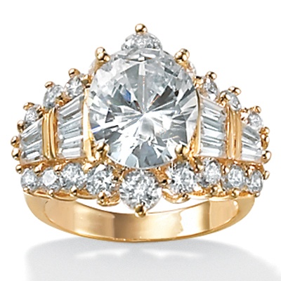 DiamonUltra™ CZ 10k Gold Oval Ring