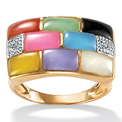 Multi-Colored Jade 10k Ring | Shop PalmBeach  & Save! : palmbeachjewelry fashion designer jewelry jade
