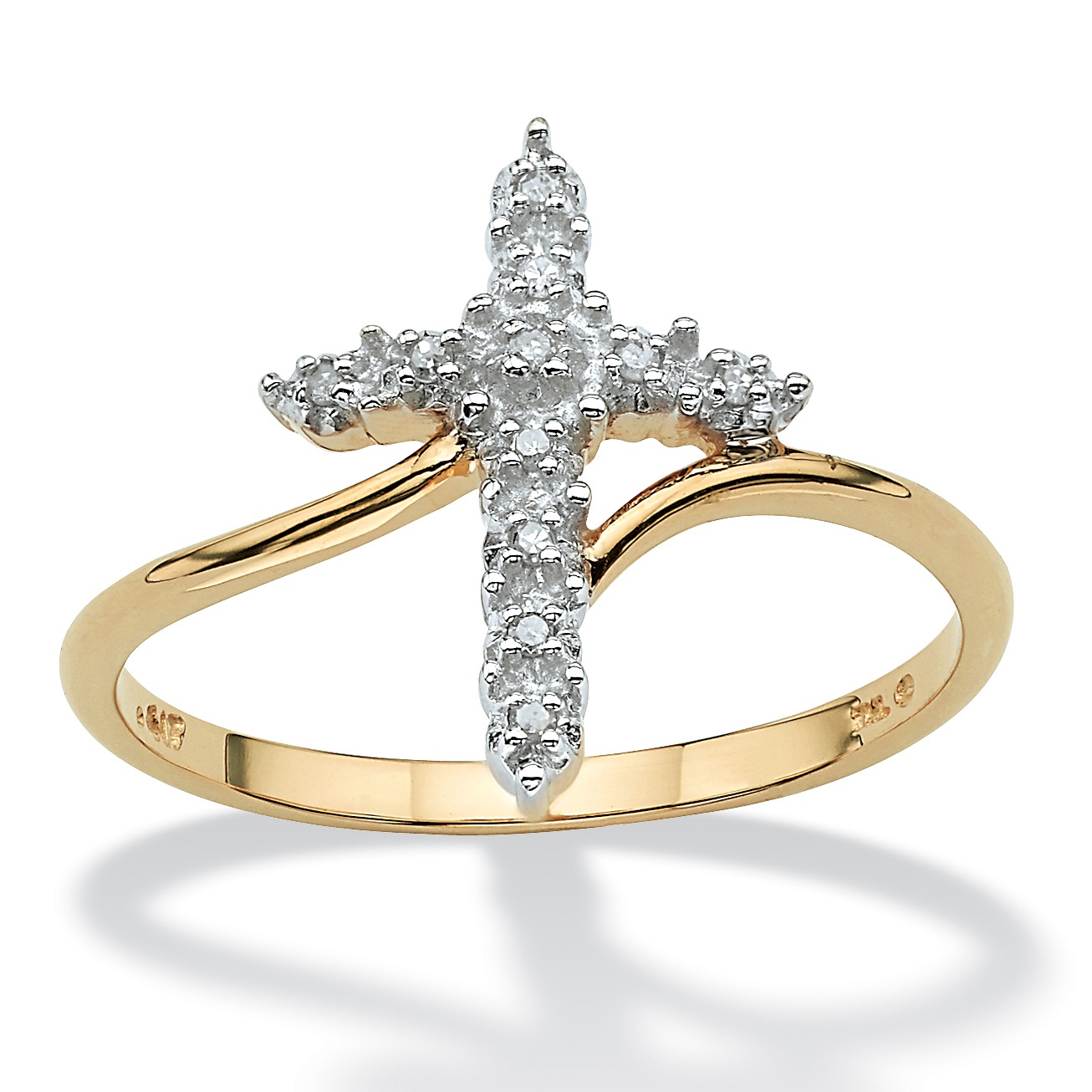Diamond Accent 10k Cross Ring