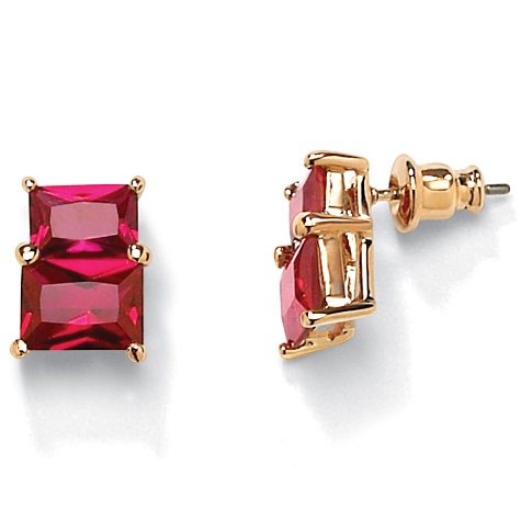 Sim. Ruby 3-Stone Earrings