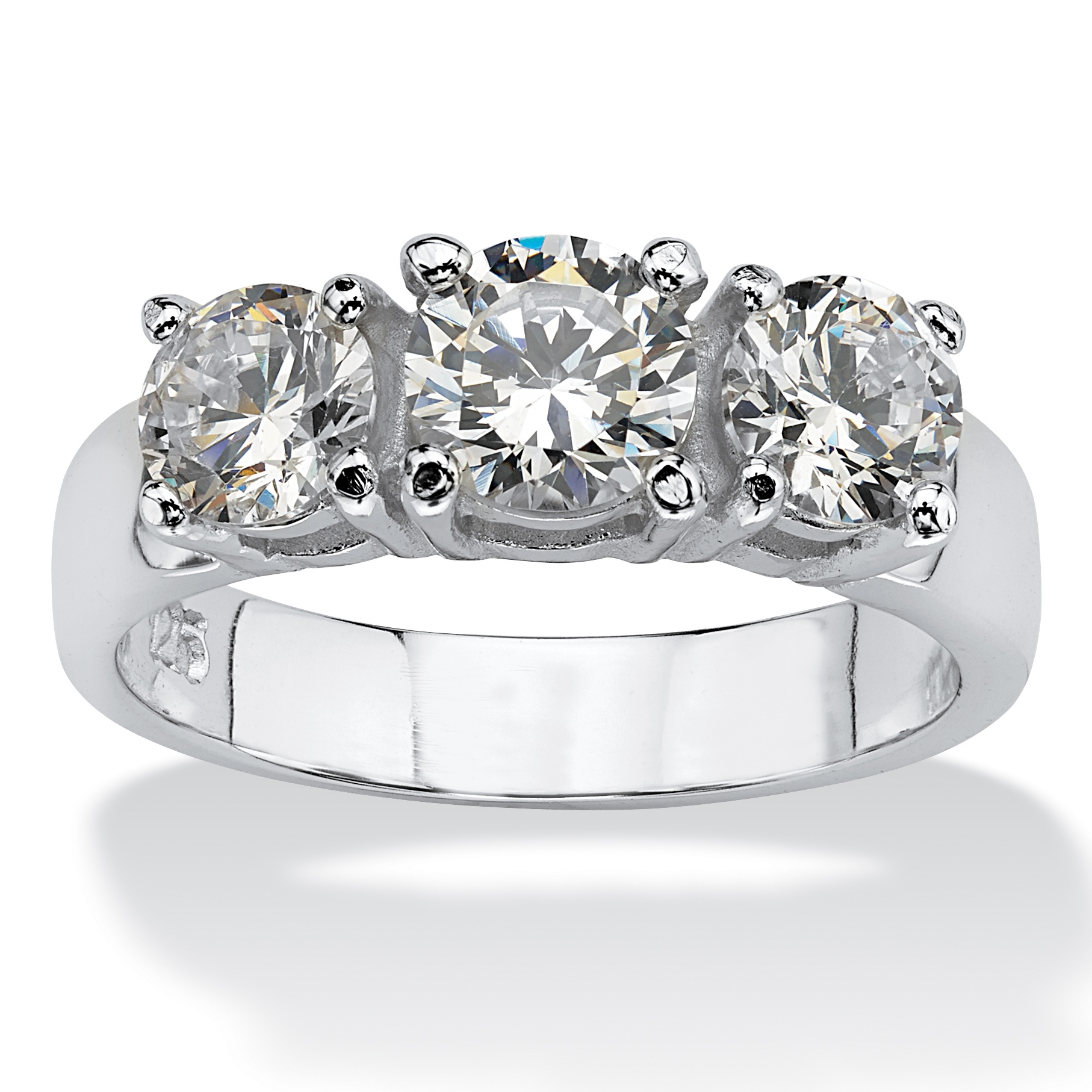 DiamonUltra&trade; CZ Silver 3-Stone Ring