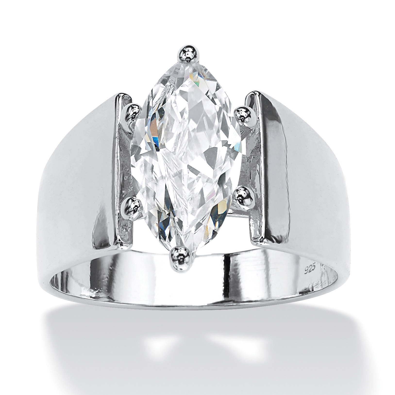 DiamonUltra&trade; CZ Silver Marquise-Cut Ring