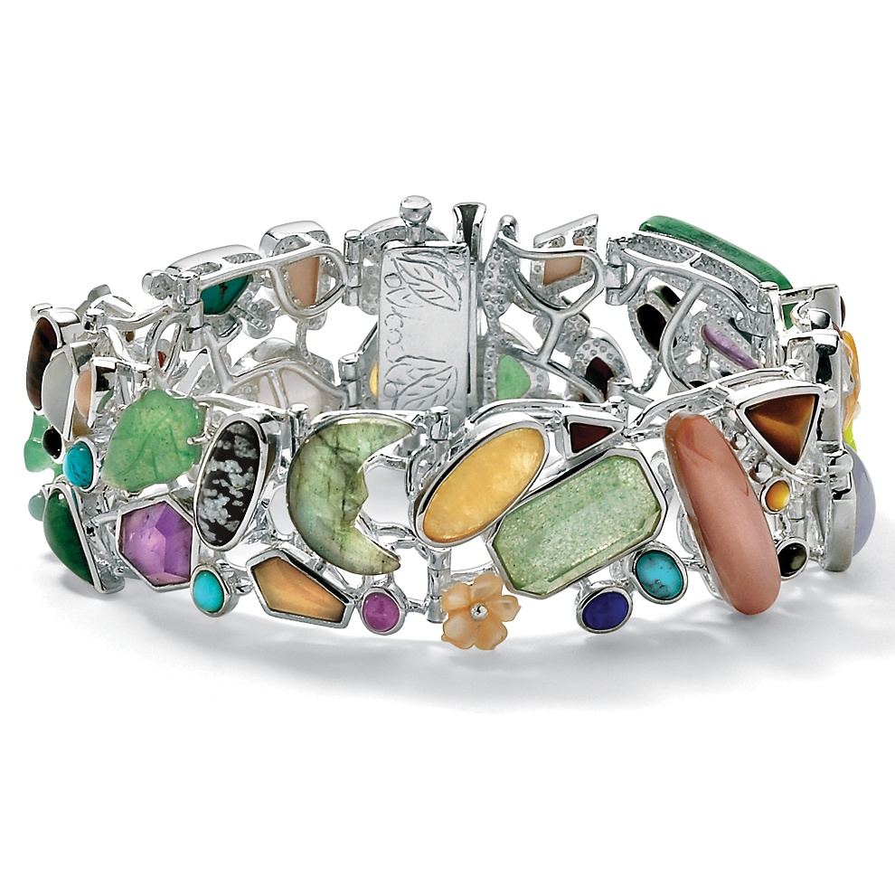 Multi-Gem Silver Bracelet 7 1/2"