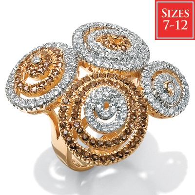 DiamonUltra™ CZ 18k Gold over Sterling Silver Circle Ring, Sizes 7-12