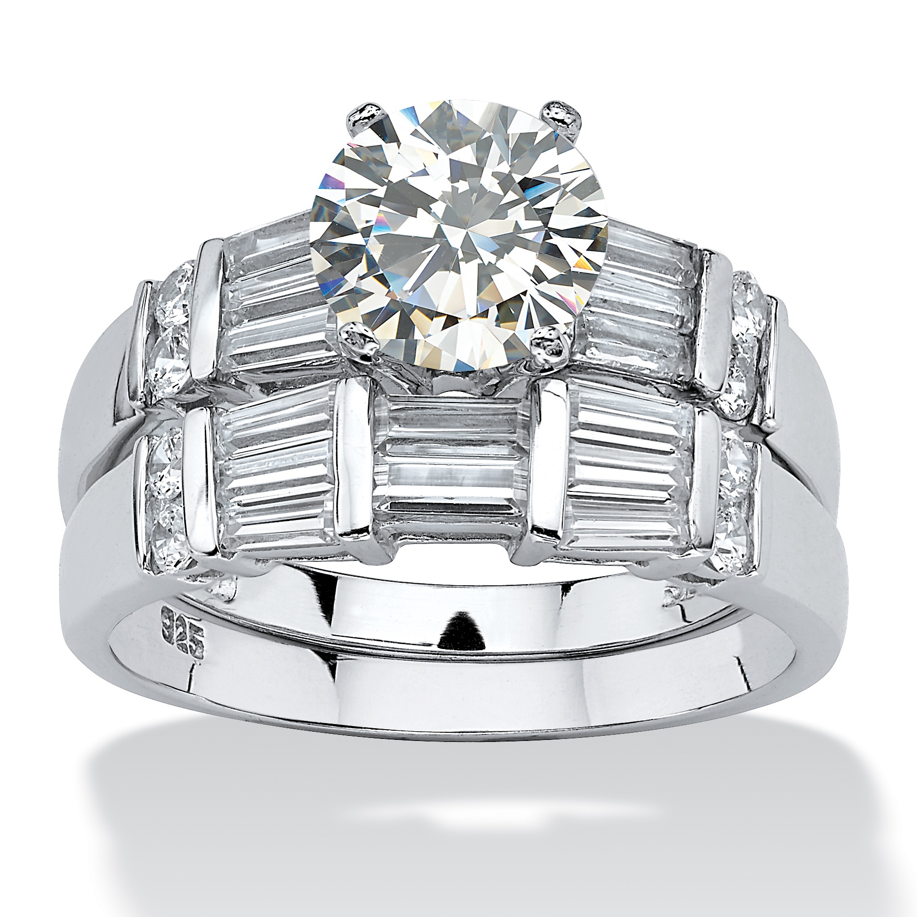 2-Piece Round DiamonUltra CZ Platinum Over Sterling Silver Set