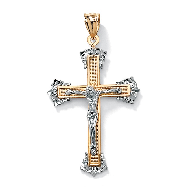 Tutone 10k Gold Religious Crucifix Pendant